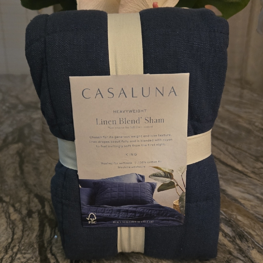 Casaluna Deep Blue Linen Blend Sham